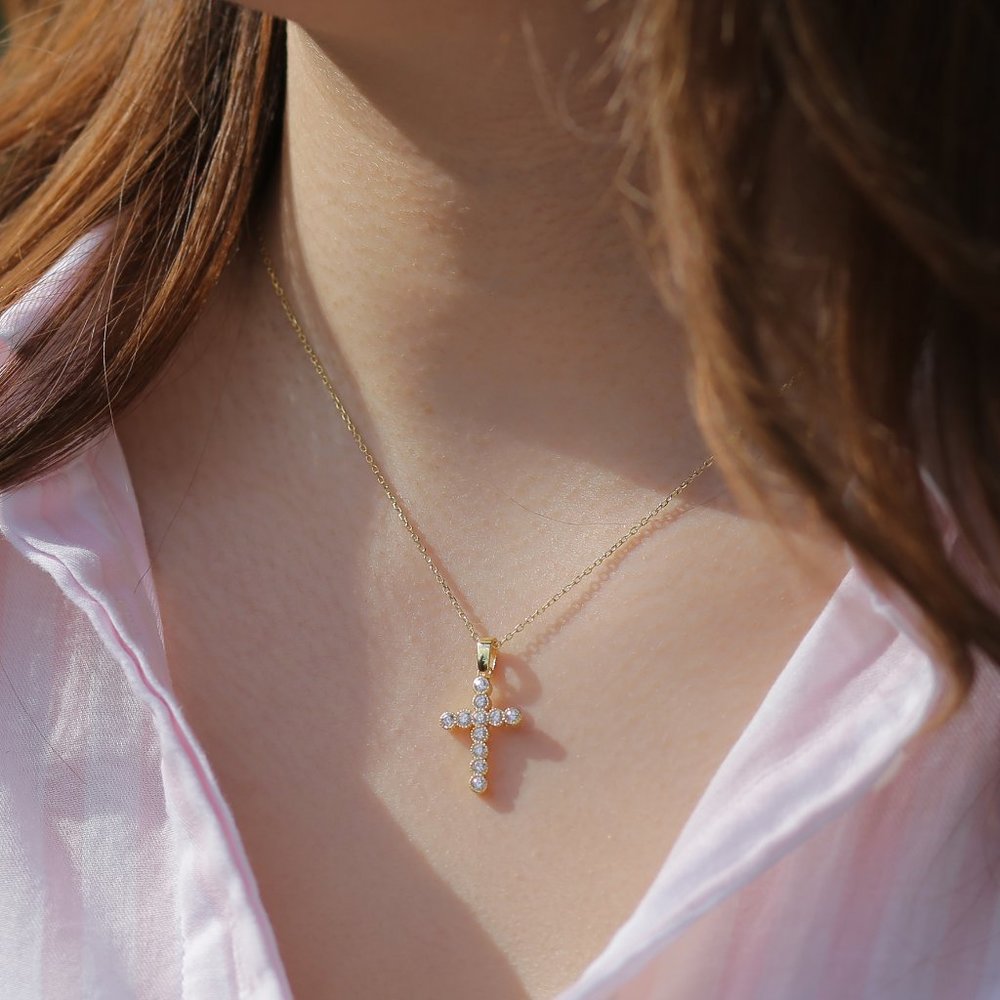 Gemstone Cross Necklace